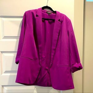 Express Open Front Boyfriend Blazer in Purple Crush